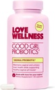 Love Wellness Good Girl Probiotics | Kvinnors vaginal hälsa och pH Balance Supplement | 9-Strain Probiotic för urinvägar, jäst, lukt och immunstöd | Gluten-Free | 90 CT, 90-dagars leverans