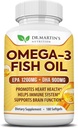 Omega 3 Fish Oil 3750mg Triple Strength | EPA 1200mg + DHA 900mg Fatty Acids | Fish Oil Omega 3 Supplement | Främjar hälsosamt hjärta, immunsystem, ögon, hud och hjärnfunktion | 180 Burpless Softgels