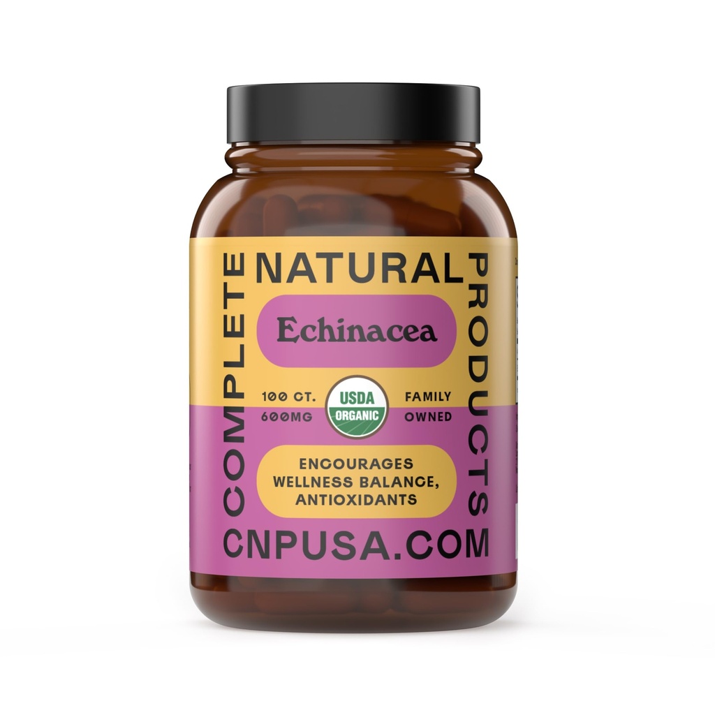 Fullständiga naturliga produkter organiska Echinacea Capsules 600mg, 100ct | Plant-Based, Immune System & Seasonal Health Support | Pure Herb, Non-GMO, Vegan Capsules