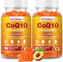 2 Pack CoQ10 Gummies 3000 mg - Plus Omega-3, Vitamin B3 & Zink, Hög Absorption Coenzyme Q10 Kosttillskott för cellulär energi och antioxidantstöd, Vegan 120 Count