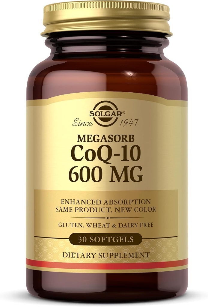 Solgar Megasorb CoQ-10 600 mg, 30 Softgels - Främjar Nervous System Health - Coenzyme Q10 Supplement - Förbättrad absorption - Gluten Free, Dairy Free - 30 portioner