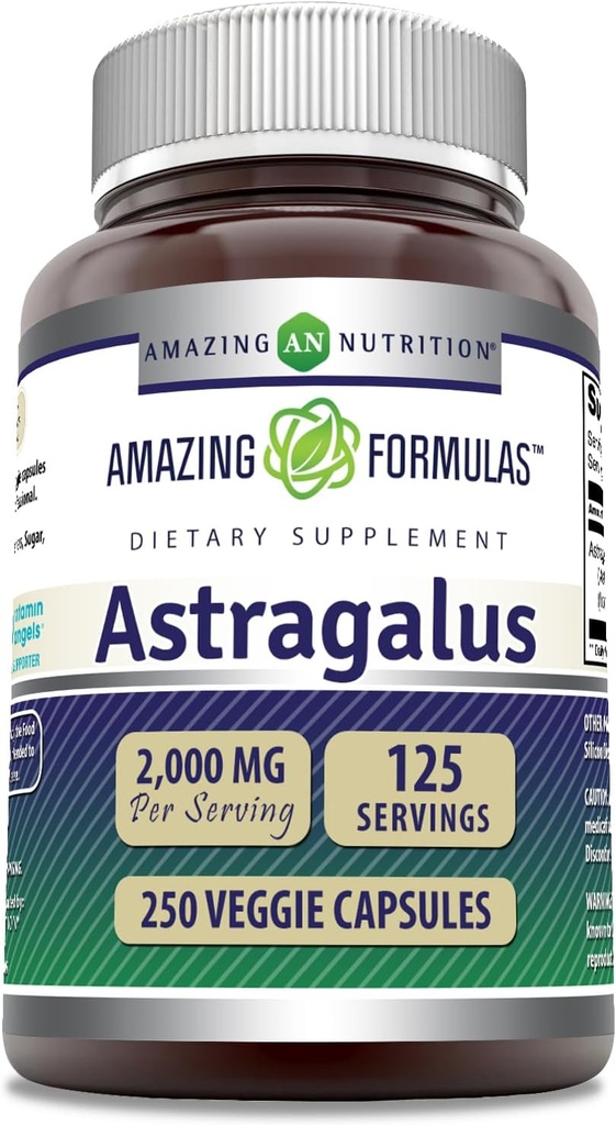 Fantastiska formler Astragalus 2000 mg Per servering kapslar tillskott | Tillverkad av Pure Astragalus Membranaceus Plant Root Extract | Non-GMO | Gluten Free (250 greve)