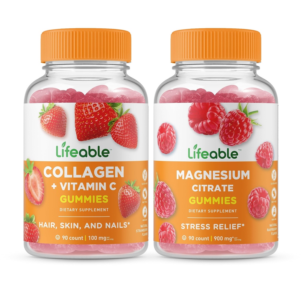 Livlig Collagen & Vitamin C + Magnesium, Gummies Bundle - Great Tasting, Vitamin Supplement, Gluten Free, GMO Free, Chewable Gummy