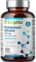 Biophix Potassium Citrate 275 mg med BioPerine 300 Veggie Capsules - Stöder Electrolyte Balance, Nerve., Muscle Function och Heart Health