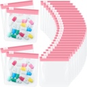 24 Pieces Pill Pouch Bags Zippered Pill Pouch Set Återanvändbar Translucent Medicine Organizer Self Sealing Medicine Bag Travel Plastic Pill Bags med Slide Lock Pill Baggies för Pills (Light Pink)