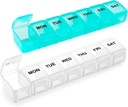 Small Pill Organizer 2 gånger om dagen, 2 Pack 7 Day Pill Box 1 gång om dagen, Travel Friendly Day Night Vitamin Organizer, Weekly AM PM Pill Case Container