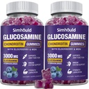 2 Packs Glukosamin Chondroitin Gummies - 3000MG Extra Strength Joint Support Supplement med MSM & Elderberry, Flexibilitet, Antioxidant Immune Support Gummy för vuxna, Män & Kvinnor