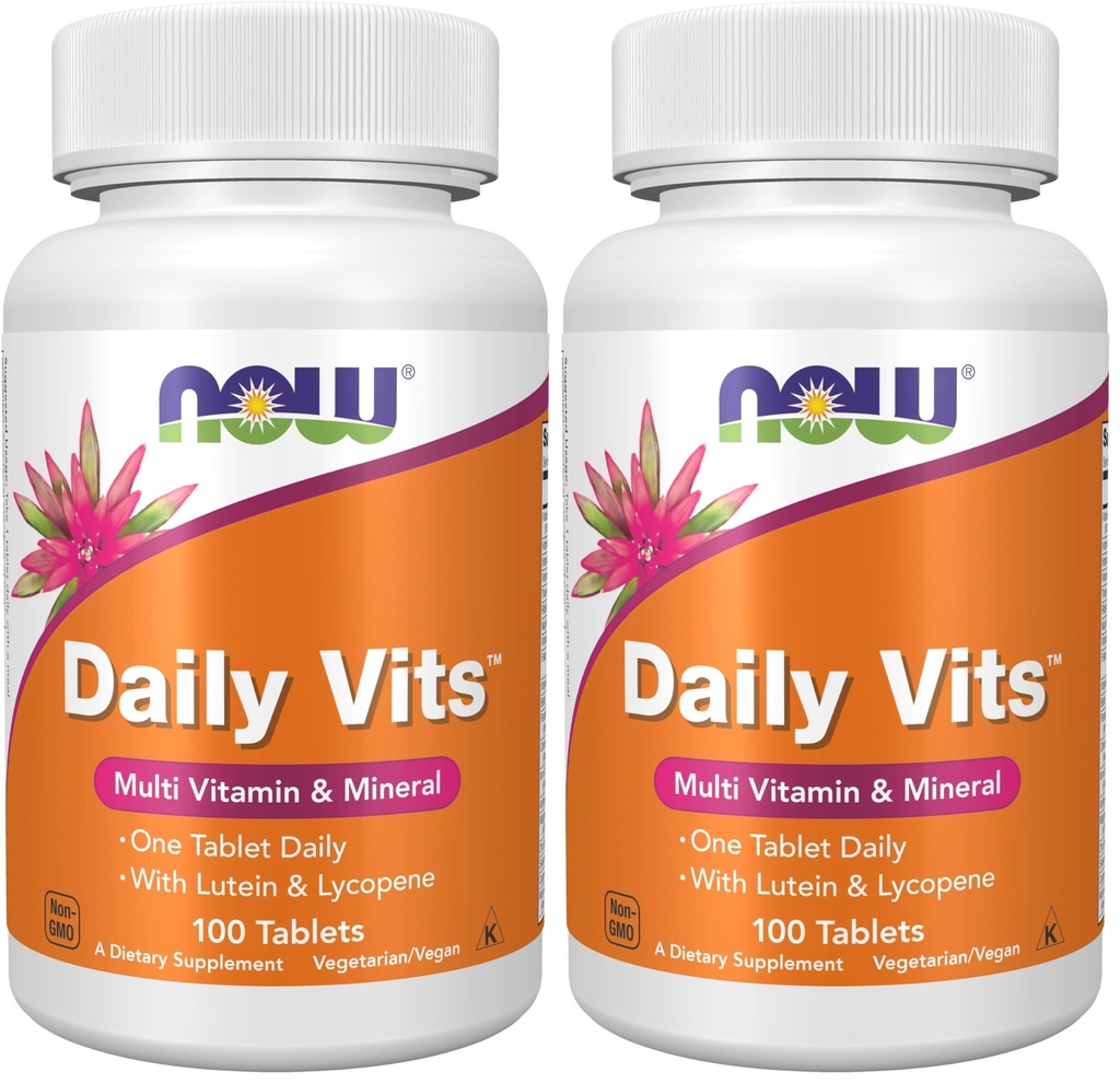 NOW Supplements, Daily VitsTM, One Tablet Daily med Lutein & Lycopene, 100 tabletter (Pack of 2)