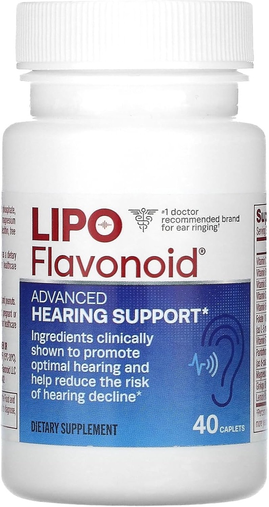 Lipo Flavonoid Advanced Hearing Support Daily Supplement - Hjälper till att minska risken för hörselnedsättning och främjar optimal hörsel - 40 Caplets