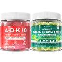 Digestive Enzymes Gummies 1000mg Chewable - Bryt ner mat snabbt, 90 miljarder CFU, probiotisk, postbiotisk, prebiotisk och fiber blend & vitamin ADK Gummies + Calcium Magnesium Zink Supplement