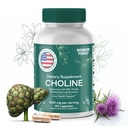 Choline Bitartrate 500MG - Premium Choline Supplements - Lever Support Supplement & Gallbladder Supplements - Colina Suplemento 500 mg Orgánica - Brain Vitamin för minne och fokus - 60 Choline Caps