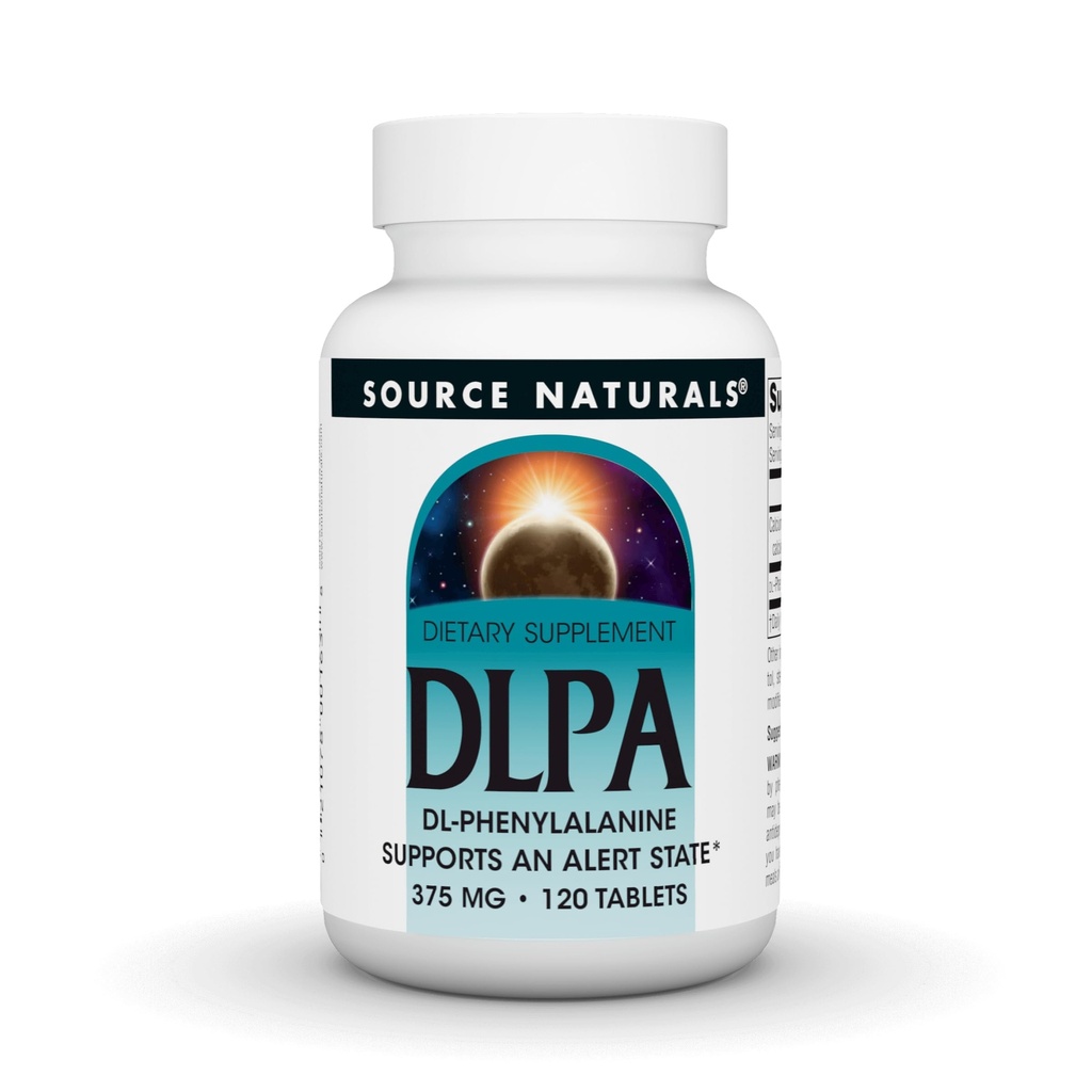 Källa Naturals DLPA DL-Phenylalanin, stöder en varningsstat * - 375 mg -120 tabletter