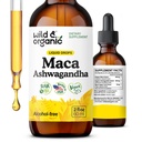 Wild & Organic Maca Ashwagandha Drops for Men and Women - Peruvian Maca Root och Ashwagandha Tincture for Overall Support - Vegan, Sugar & Alcohol-Free Extract Supplement - 2 fl oz