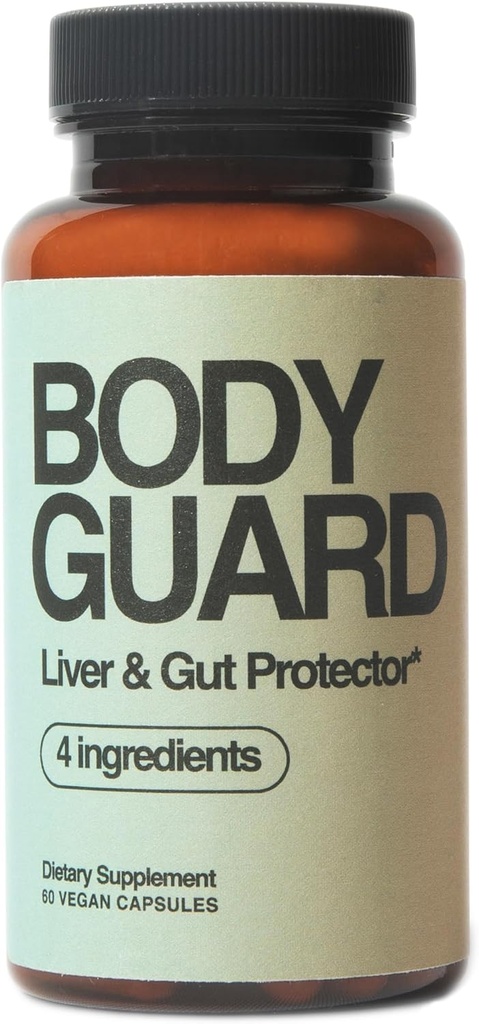 Bodyguard Liver Detox & Gut Health, Setria® Liposmal Glutathione 250mg, Master Antioxidant, Post-Celebration Formel, Red Flush Support, Vegan, Gluten Free, Made in USA, 4 Ingredienser, 60 kapslar