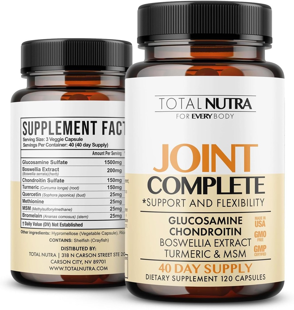 Glukosamin Chondroitin MSM Turmeric 2100mg - Gemensamma kompletta kapslar, Avancerad styrka Joint Support Supplement för vuxna händer Back Knee Mobility - Bone & Joint Health Supplements för Män & Kvinnor