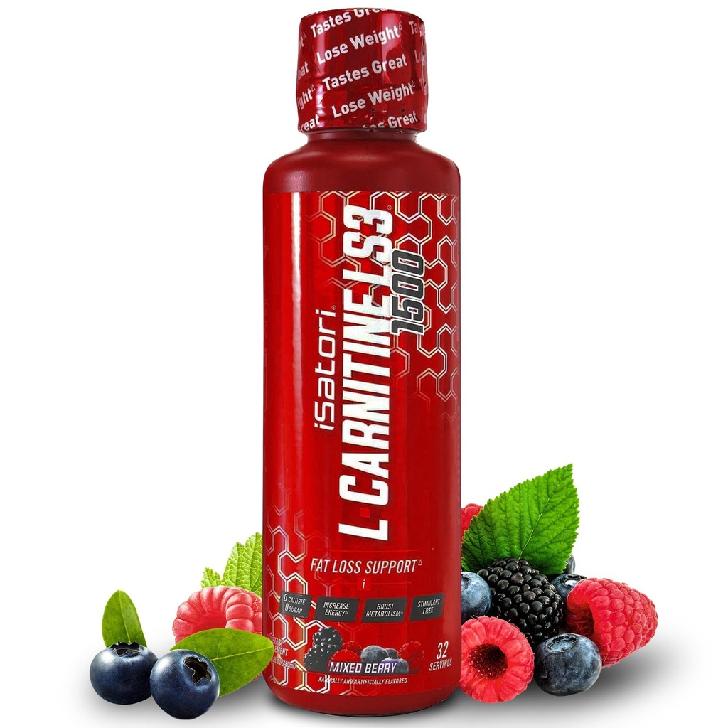 iSatori L-Carnitine LS3 1500, Triple-Blend Liquid L Carnitine Supplement, med Acetyl & Tartrate, Stimulant Free, Low Calories, Sugar & Gluten Free, Keto-Friendly, Mixed Berry Flavor (32 portioner)