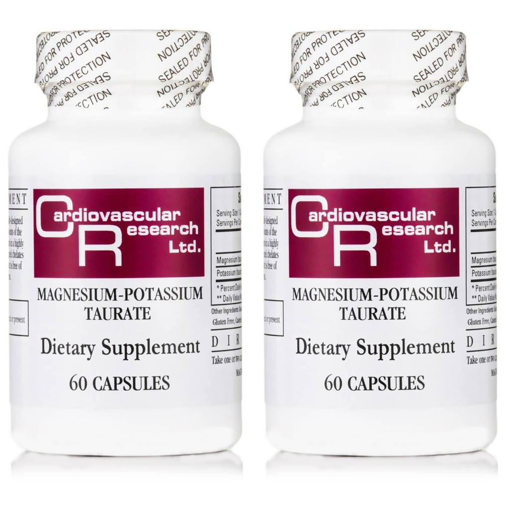 Kardiovaskulär forskning Magnesium-Potassium Taurate - Patent Pending - 60 Veggie Caps X 2 flaskor