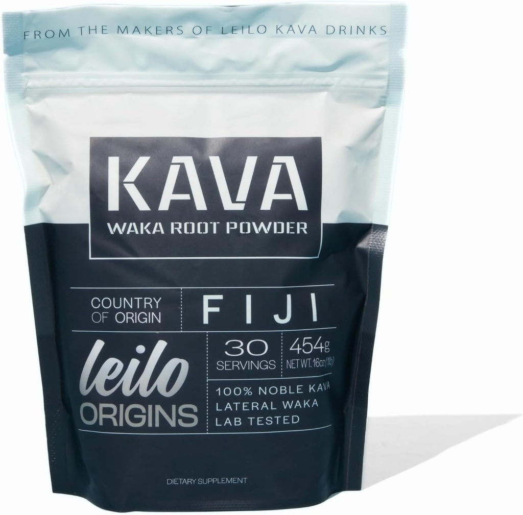 LEILO Kava Powder | Traditionell Noble Waka från Fiji | All naturlig rot för att minska stress och främja avkoppling (1lb | 30 portioner)