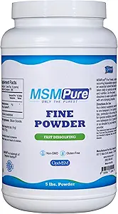 KALA HEALTH MSMPure Fast Dissolving Fine MSM Powder Crystals - USA-Made MSM för Joint Health, Skin Appearance och Hair & Nail Support - 5 lb, Organic Sulfur