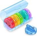 Sukuos Large Weekly Pill Organizer 2 Times a Day, Daily Pill Box 7 Day Easy to Open with Double Protection, AM PM Pill Case for Medicine/Vitamin/Fish Oil/Supplements (Blå)