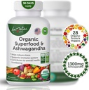Organiska Superfood Greens Frukt och Veggies Complex med Ashwagandha
