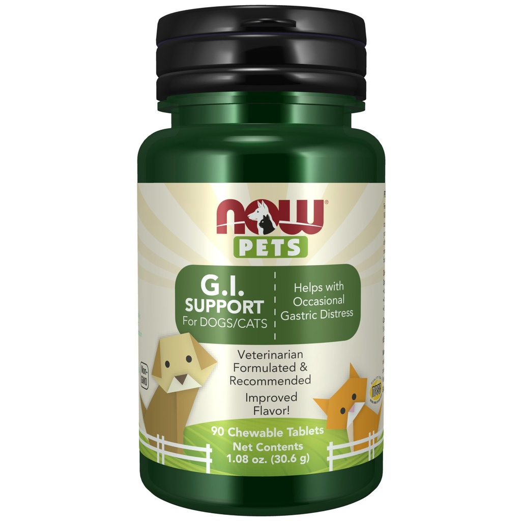 Nu Pet Health, G.I. Support Supplement, Formulerad för katter och hundar, NASC Certified, 90 Chewable Tablets
