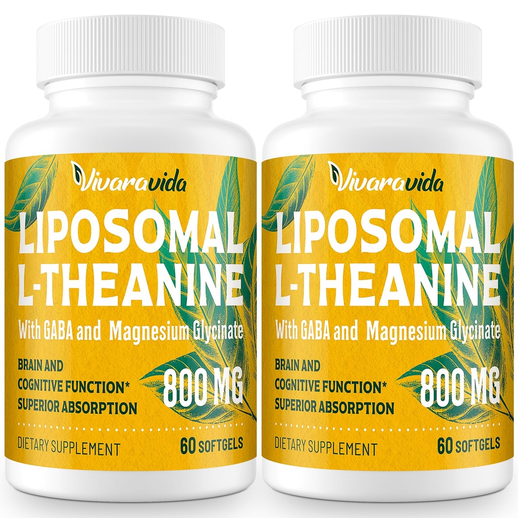 L-Theanine 800mg Supplement med GABA och Magnesium Glycinate - Naturlig förening, sömn och avkoppling (120 Softgels)