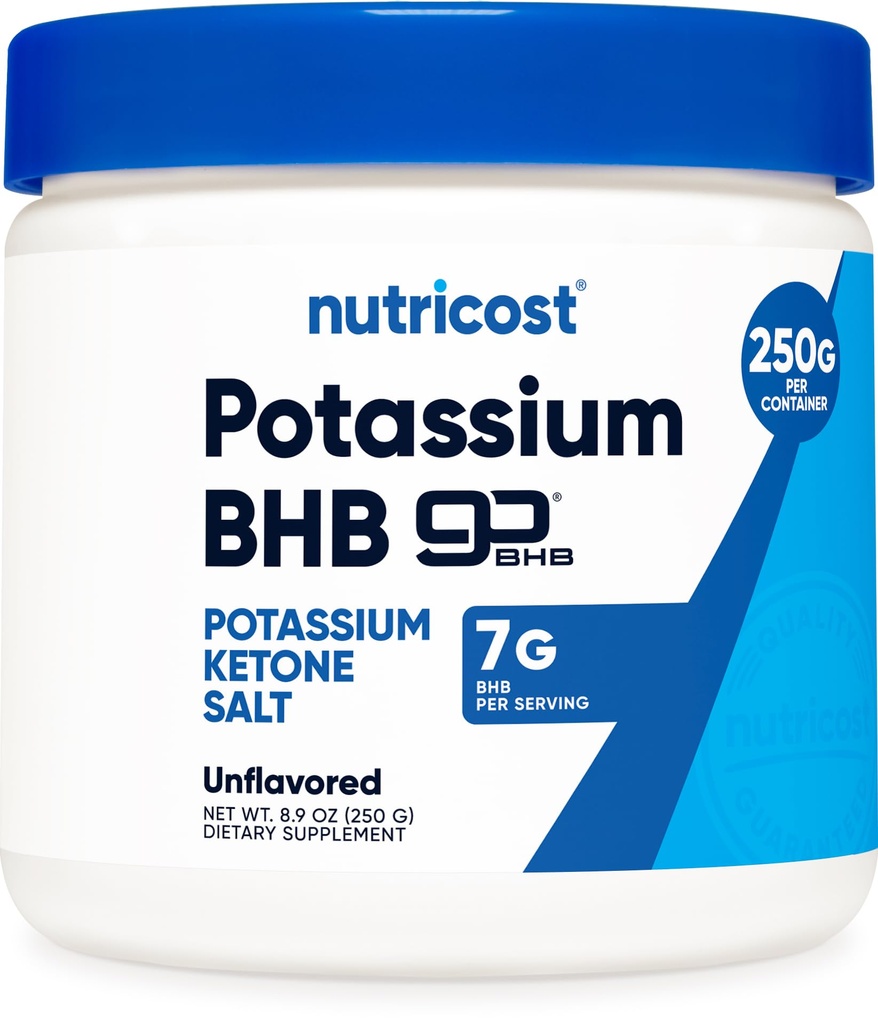 Nutricost Potassium BHB Salts, Exogen Ketone Supplement, 6.4g Beta-Hydroxybutyrate Per Servering, 250 Grams