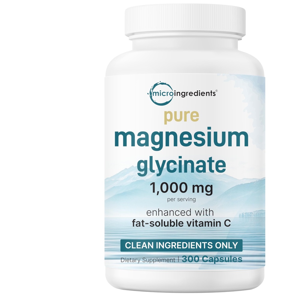Rena Magnesium Glycinate 1000mg, 300 kapslar | 100% chelated för Max Absorption | Stöd för sömn, muskel, hjärta och nervhälsa | Förbättrad med vitamin C | Använder endast aktiva ingredienser