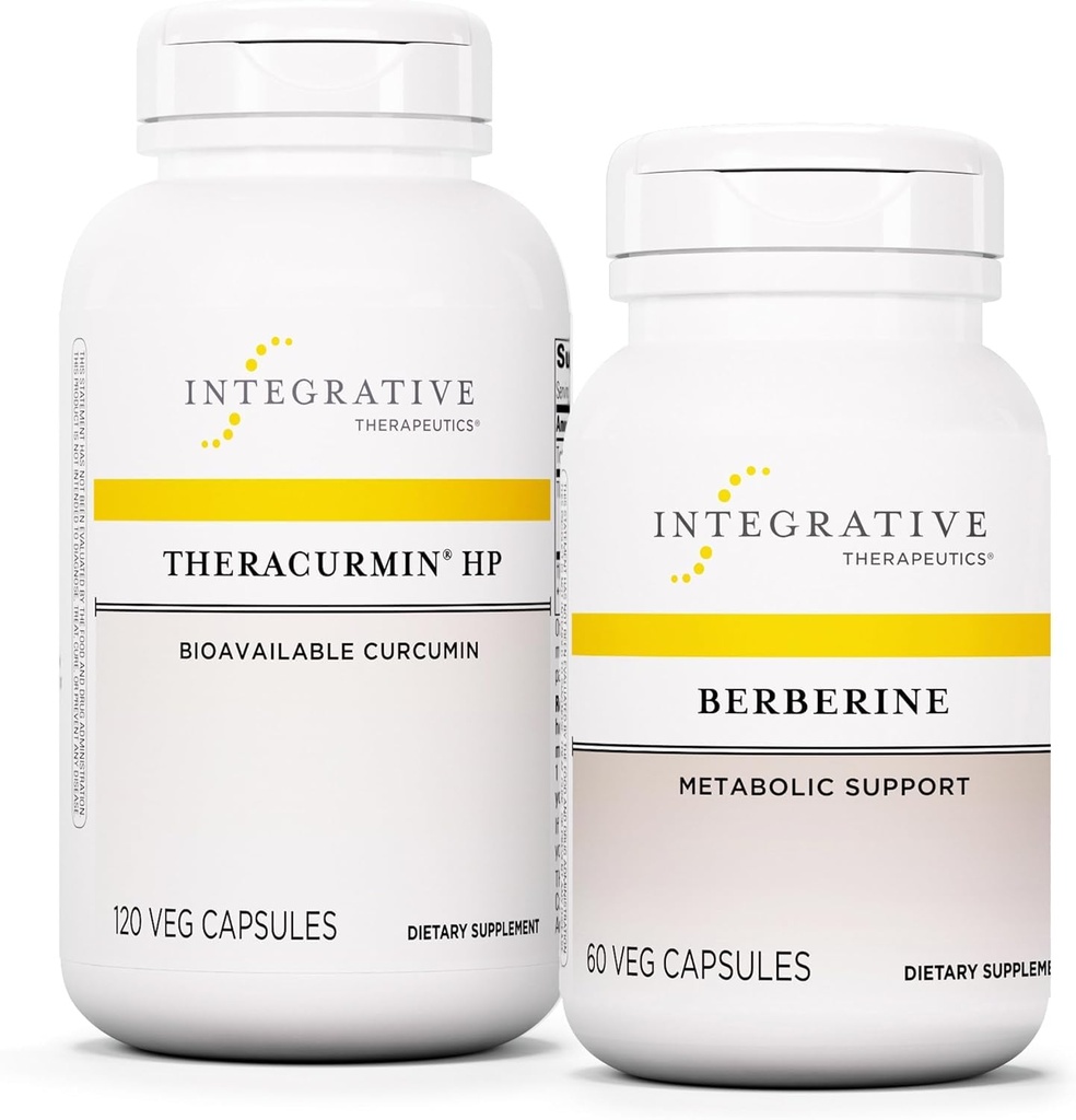 Integrativ terapeutik Bundle med Berberine, 60 kapslar & Theracurmin HP, 120 kapslar - Berberin för metaboliskt stöd * - Theracurmin Supplement som är 27x mer biotillgänglig *