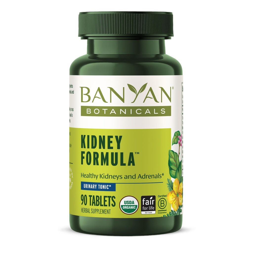 Banyan Botanicals Kidney Formel - Organic Kidney Supplement med Gokshura - Föryngrande växtbaserade blandning för att stödja njurar och urinvägsbalans * - 90 tabletter - Icke-GMO Hållbart modifierad Vegan