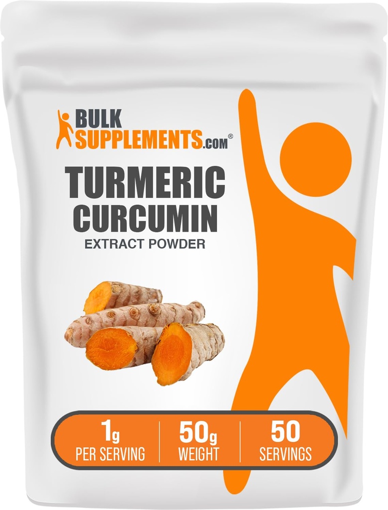 BulkSupplements.com Turmeric Extract Powder - från Turmeric Root, Curcumin Supplements, Turmeric Curcumin Powder - Gluten Free, 1g per Servering, 50g (1,8 oz) (Pack av 1)
