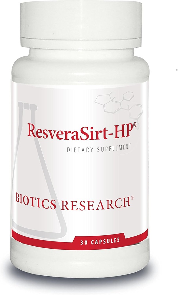 Biotics Research ResveraSirt HP Formulerad av Dr Mark Houston, Trans Resveratrol, Quercetin, Öka sirtuinaktivitet, kardiovaskulärt stöd, hjärtkraft, vaskulärt stöd, 30 kapslar