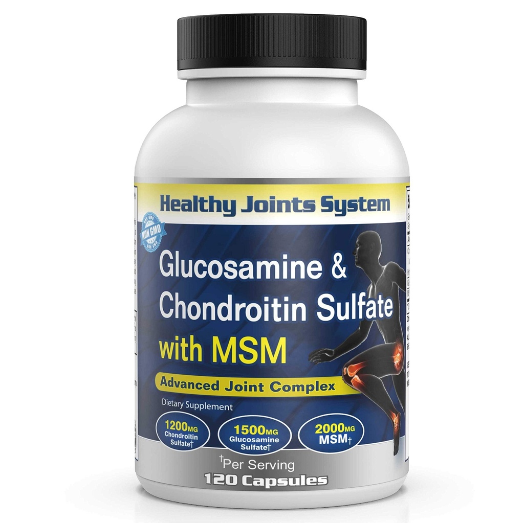 Glukosamin Chondroitin MSM Supplement för gemensam och benhälsa - 120 kapslar | Gemensamt stöd och obehag lättnad för rygg, knän, händer