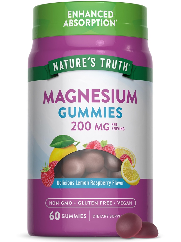 Nature's Truth Magnesium Gummies for Adults | 200mg | 60 Count | Vegan, Non-GMO & Gluten Free Supplement | Enhanced Absorption Magnesium Citrate