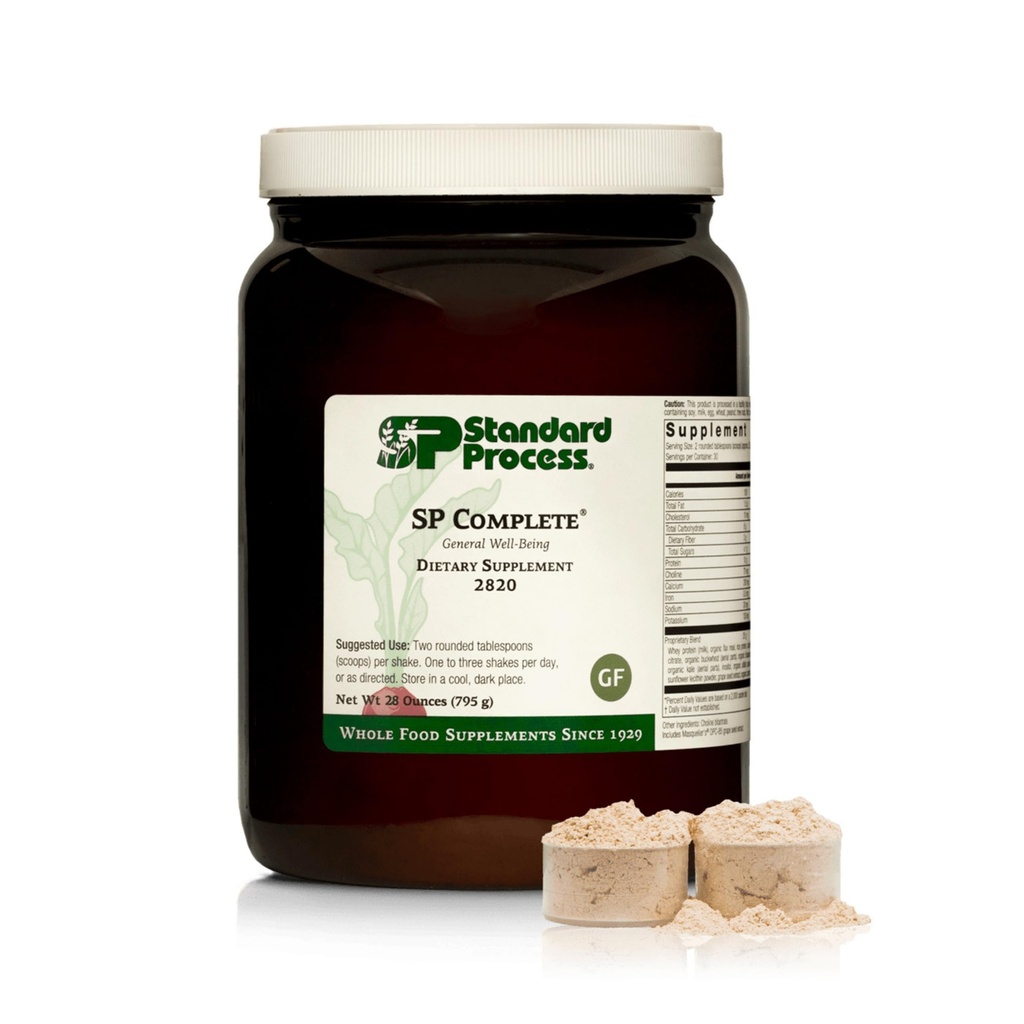 Standard Process SP Complete - Pulvertillskott för att hjälpa muskeltillväxt och reparation - Immunhälsostöd med Bryssel Sprouts & Calcium - Hel matbaserad proteinpulverformel - 28 uns, 30 portioner