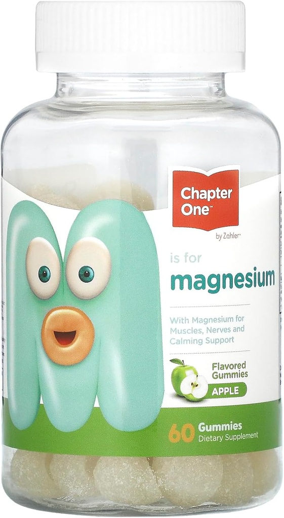Kapitel Ett Magnesium Gummies för barn och vuxna - Natural Calm Gummies - Calm Magnesium Citrate - Ben- och muskelfunktionstillägg för barn och vuxna - Mood Support, Kosher Apple Flavor (60)