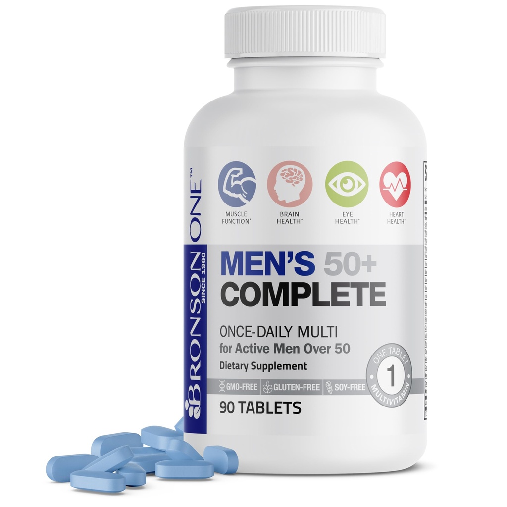 Bronson ONE Daily Mens 50+ Komplett Multivitamin Multimineral, 90 tabletter