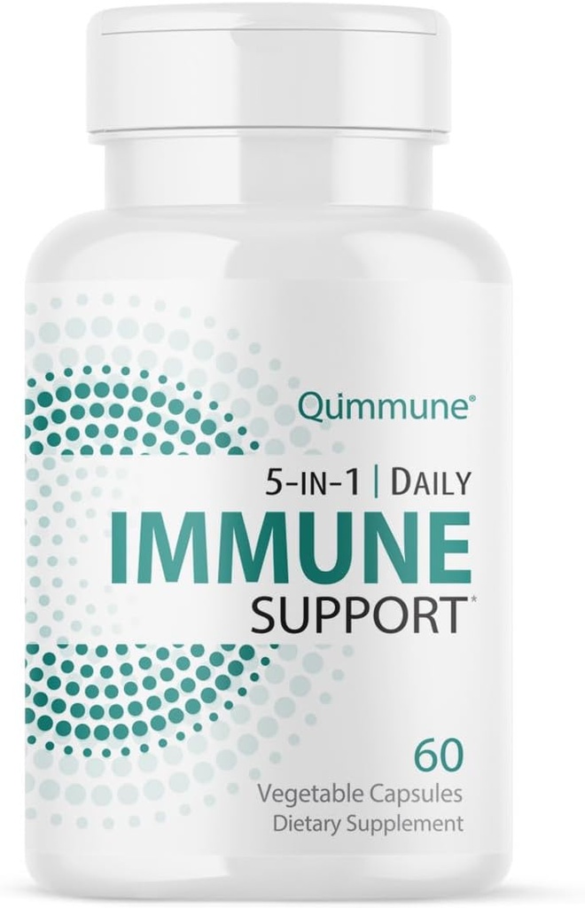 5-i-1 Immun Avancerat stöd med Quercetin Phytosome, Zink, Vitamin C, D3, K2 - Immunitet och allergi komplettera med aktiverad Quercetin - 60 Veg Caps
