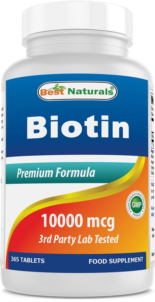 Bästa Naturals Biotin (även kallad vitamin B7), 10 000 mcg 365 tabletter (365 greve av 1)