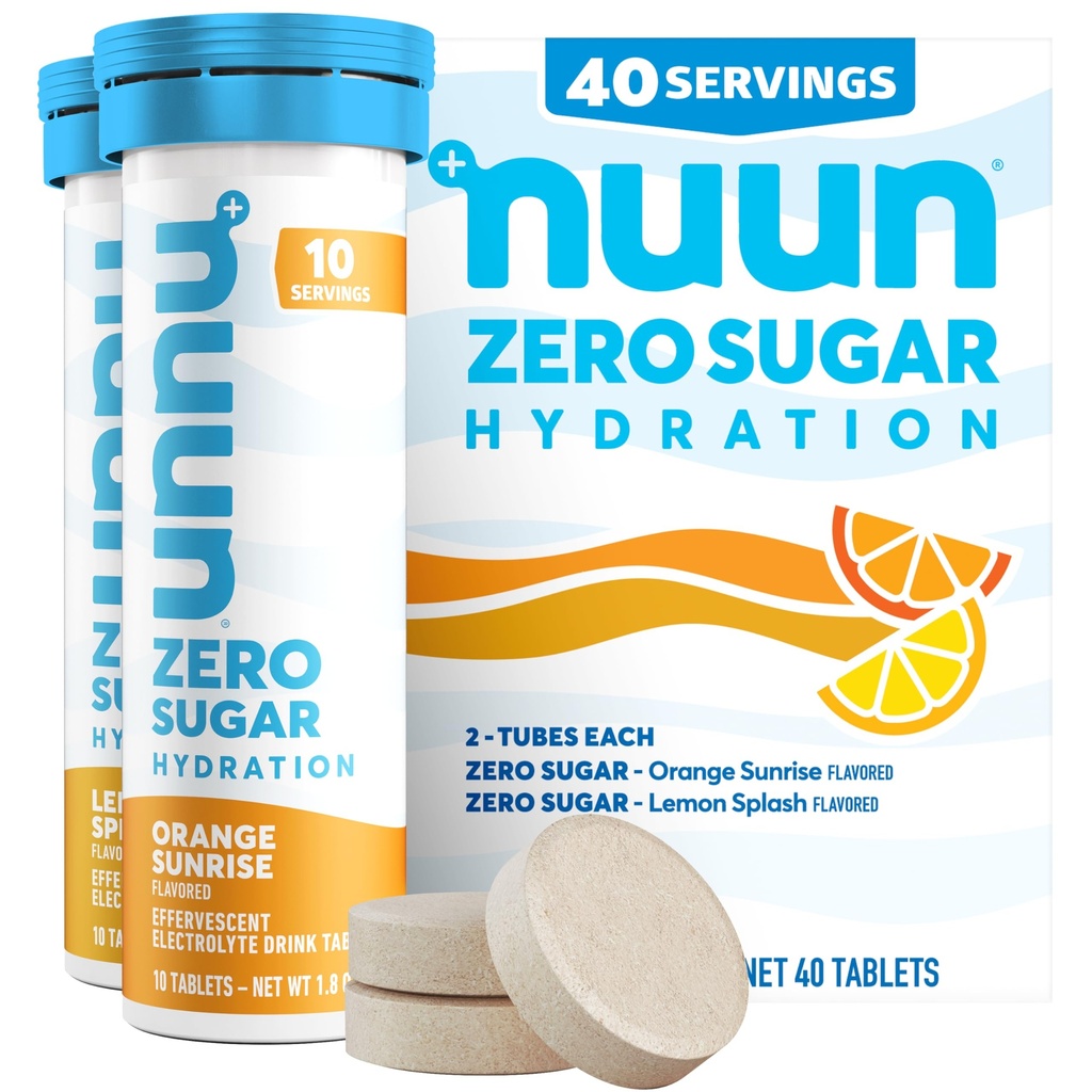 Nuun Zero Sugar Hydration Electrolyte tabletter - Natrium, kalium, klorid, kalcium, magnesium, ljus och läckra frukt smaker, ingen socker, glutenfri, Vegan, blandad Citrus 4 Pack (40 portioner totalt)