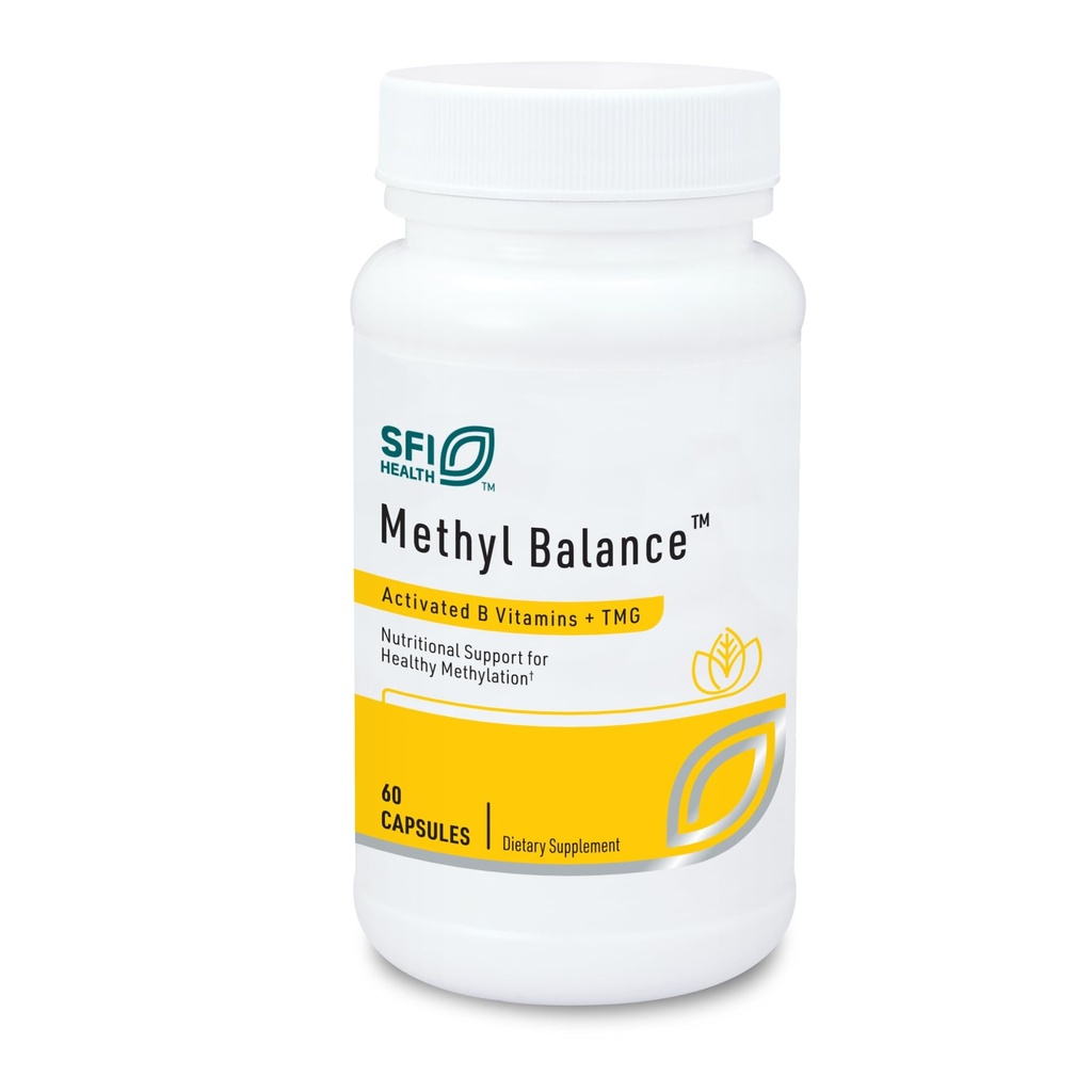 Klaire Labs SFI Health Methyl Balance - Aktiverad vitamin B + Trimetyglycine Supplement - Metafolin Methyl Folate, Betaine TMG, Vitamin B2, B6 & 12 - Stöd Hälsosamma energinivåer (60 kapslar)