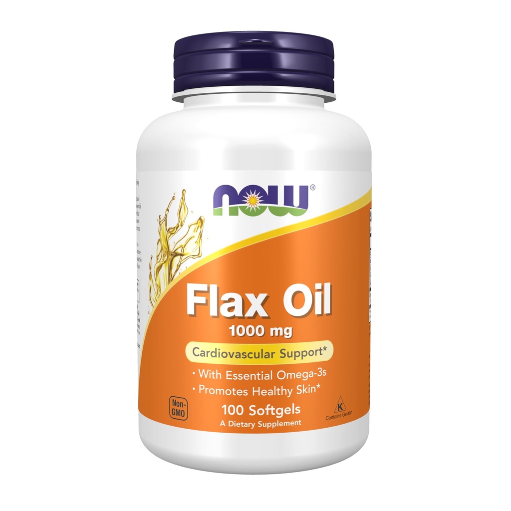 NOW Foods Supplements, Flax Oil 1000 mg gjord med organisk linolja, kardiovaskulärt stöd *, 100 Softgels