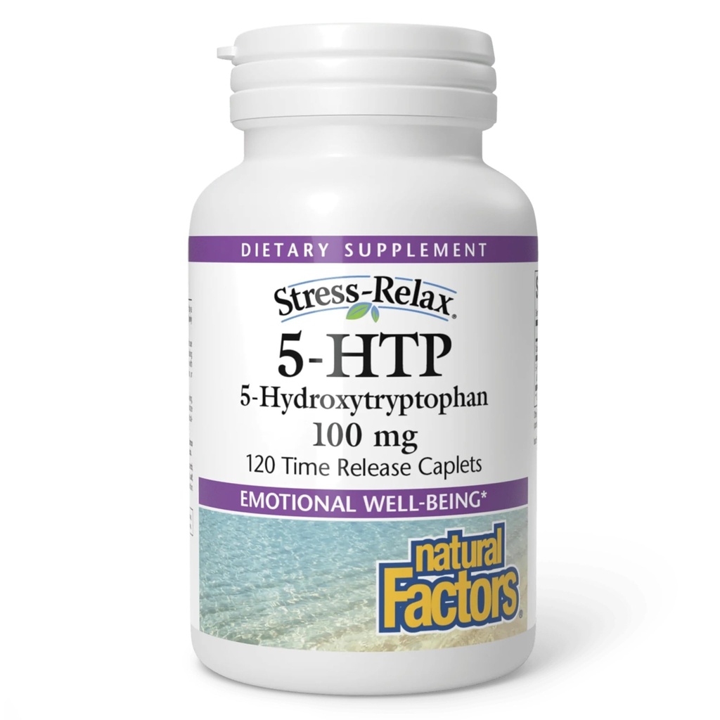 Naturliga faktorer, Stress-Relax 5-HTP 100 mg, läkemedels-Grade Supplement, stöder sömn och känslomässigt välbefinnande, 120 greve (Pack av 1)