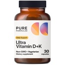 Vitamin D3 K2 Vitamin 5000 IE - VIT D3 K2 Tillägg för Calcium Absorption, benstyrka, kardiovaskulär och immunfunktionsstöd, Soy-Free, Non-GMO 30 Vegetariska kapslar