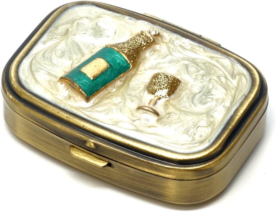 9327 Rektangulär småpiller Box Organizer Cream White Brass Women Travel Pill Case Purse Pocket Container Daily Portable Medicine Vitamin Box Medication Supplement Mini Storage