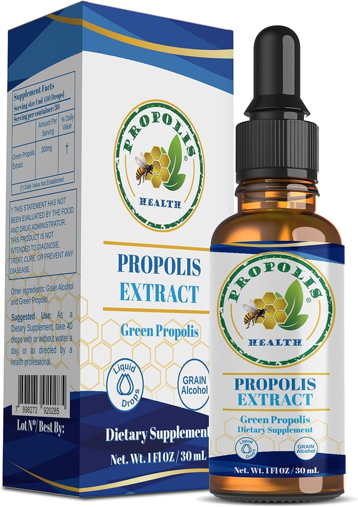 Propolis Health - Bee Propolis Extract - Brasiliansk bipropolis - 30 dagars leverans - Propolis Liquid Supplement - Propolis Drops