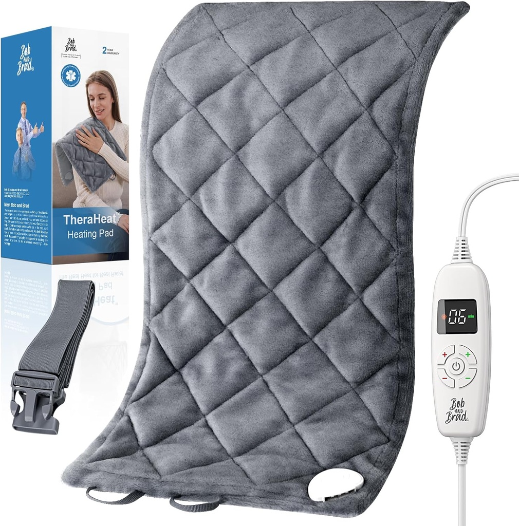 BOB OCH BRAD Weighted Heating Pad med Far Infrared Warm, Large Heating Pad for Body Back Deep Muscle Pain Relief, Gift for Family Women Men, ETL Certified 2.4lbs, 12 "x24" (Grey)