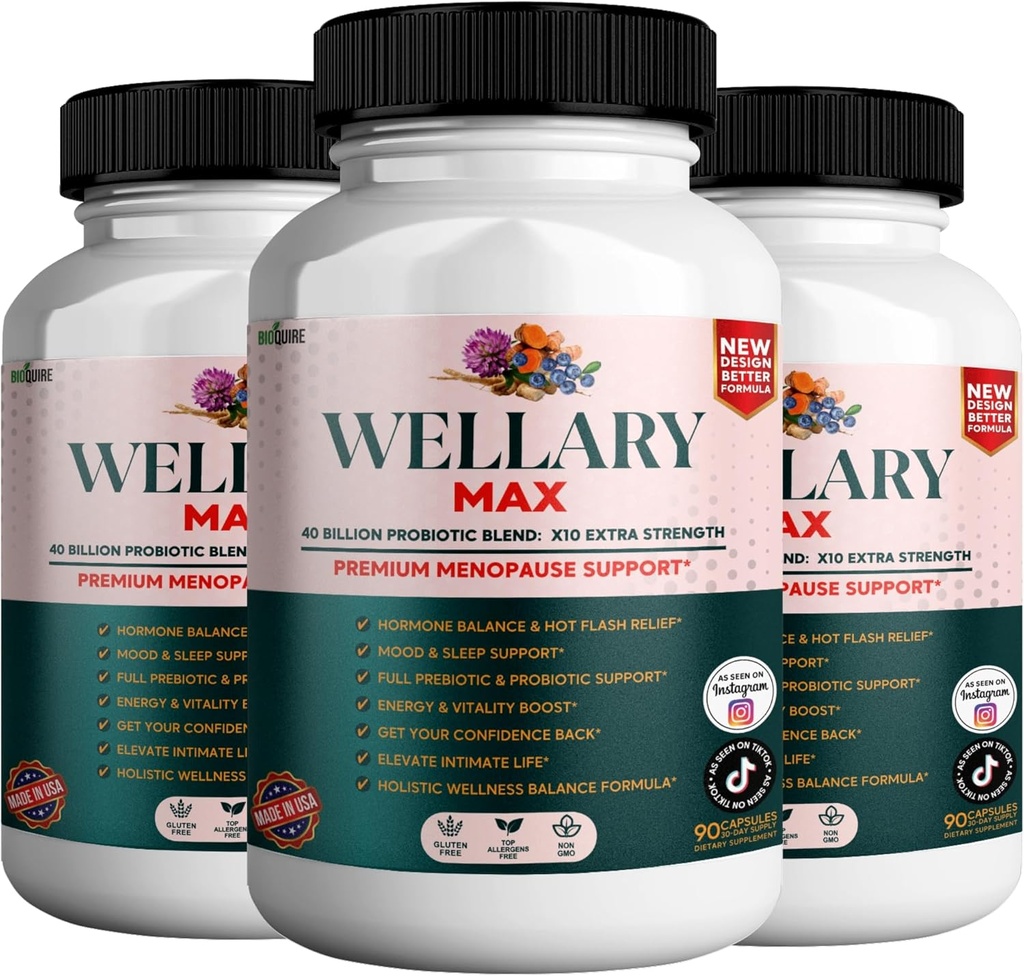 Wellary Max Menopause Support Supplement, 40 miljarder CFU Probiotic Blend, 90 kapslar (3)