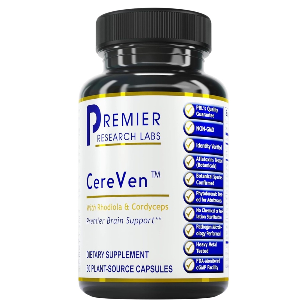 Premier Research Labs CereVen - Herbal Brain Supplement för minne och fokus med Rhodiola Rosea, Rhodiola Rosea Supplement för hjärnhälsa - 60 vegetariska kapslar